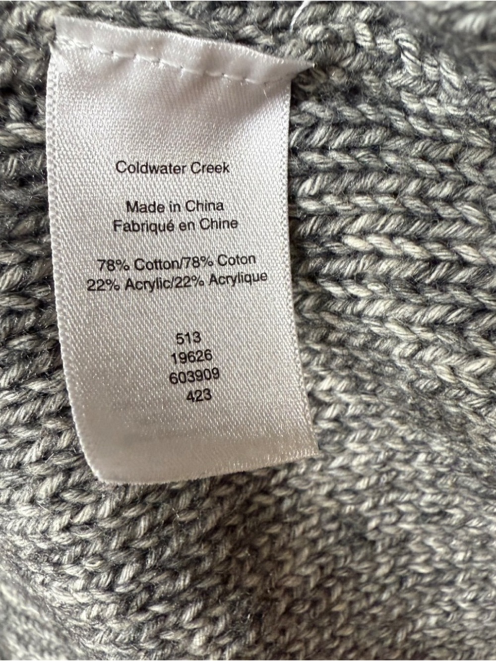 Coldwater Creek 2X Marled Grey Cable Knit Mock Neck Sweater Cotton Blend Plus - Picture 5 of 7